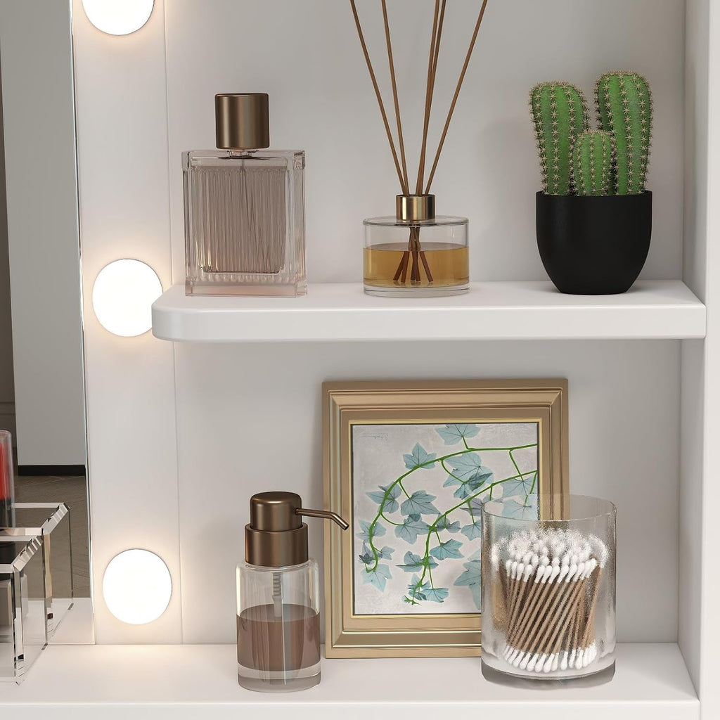 Vanity Desk With Oversized Mirror And Illumination