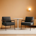 Contemporary Vintage Armchairs Linen Grey Wood Armrests