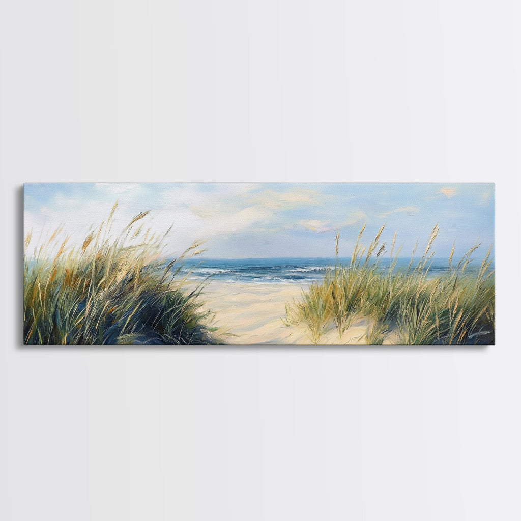 Beach Dunes, Coastal Landscape, Ocean Shore Painting, Beach Art, Home Decor, Bedroom Wall Art, Canvas Print, Framed Canvas Print