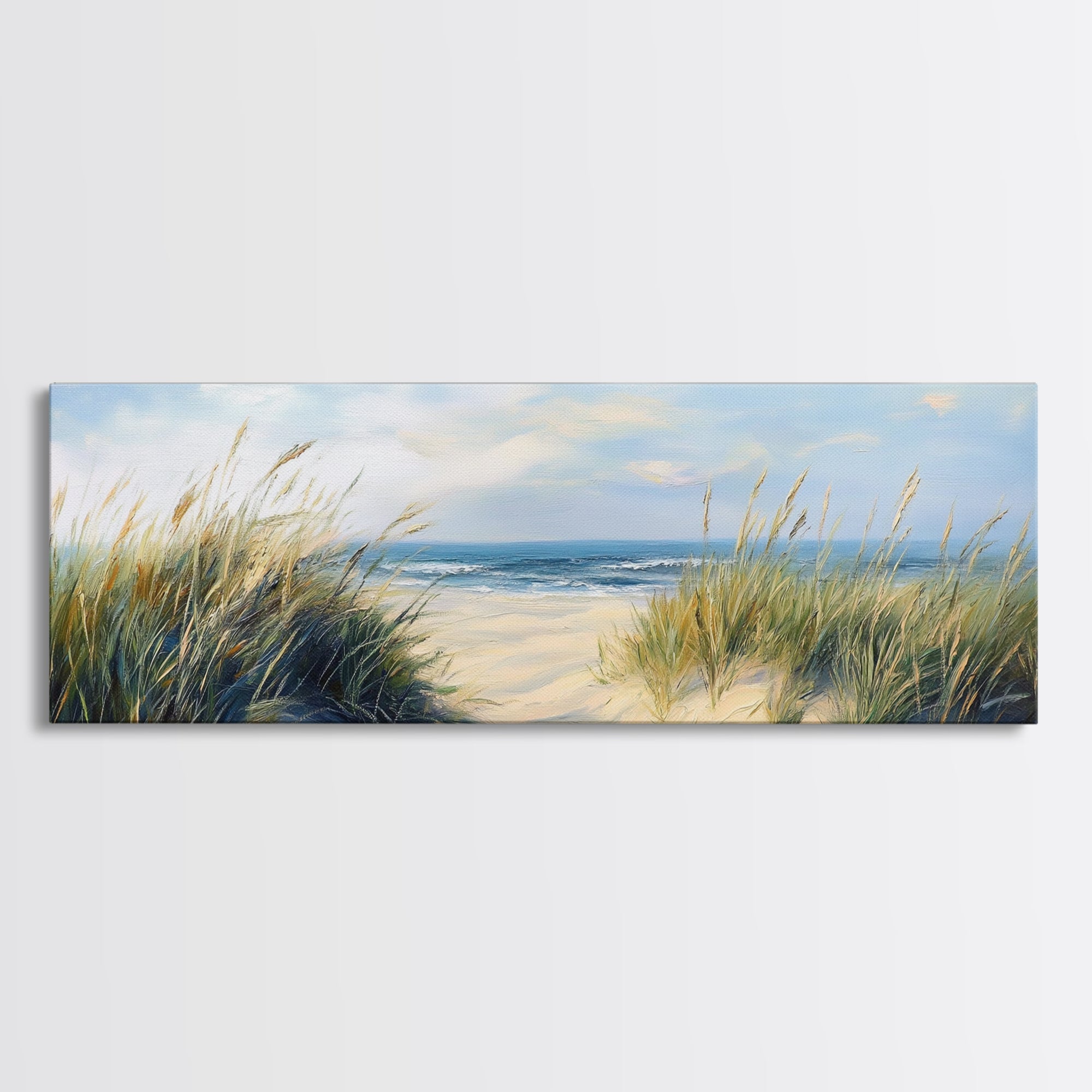 Beach Dunes, Coastal Landscape, Ocean Shore Painting, Beach Art, Home Decor, Bedroom Wall Art, Canvas Print, Framed Canvas Print