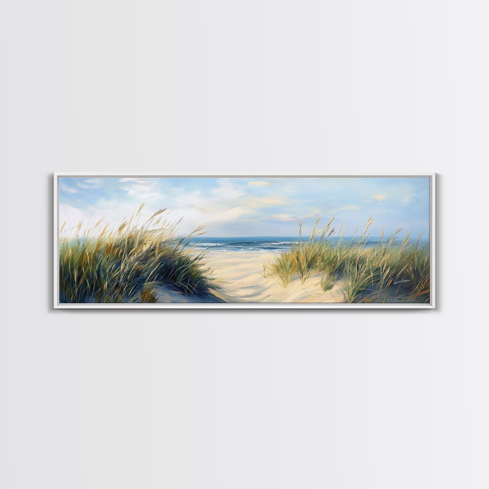 Beach Dunes, Coastal Landscape, Ocean Shore Painting, Beach Art, Home Decor, Bedroom Wall Art, Canvas Print, Framed Canvas Print