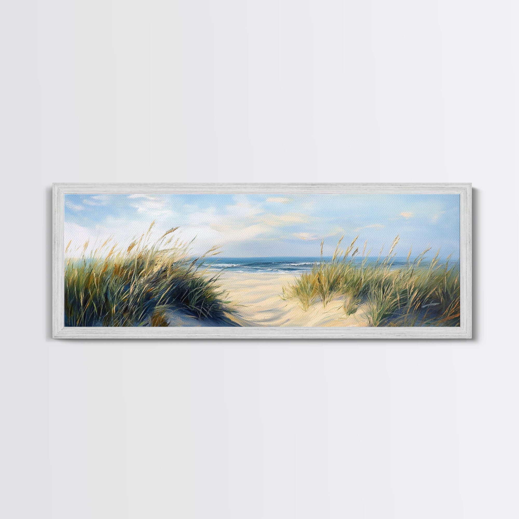 Beach Dunes, Coastal Landscape, Ocean Shore Painting, Beach Art, Home Decor, Bedroom Wall Art, Canvas Print, Framed Canvas Print