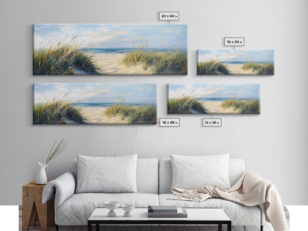 Beach Dunes, Coastal Landscape, Ocean Shore Painting, Beach Art, Home Decor, Bedroom Wall Art, Canvas Print, Framed Canvas Print