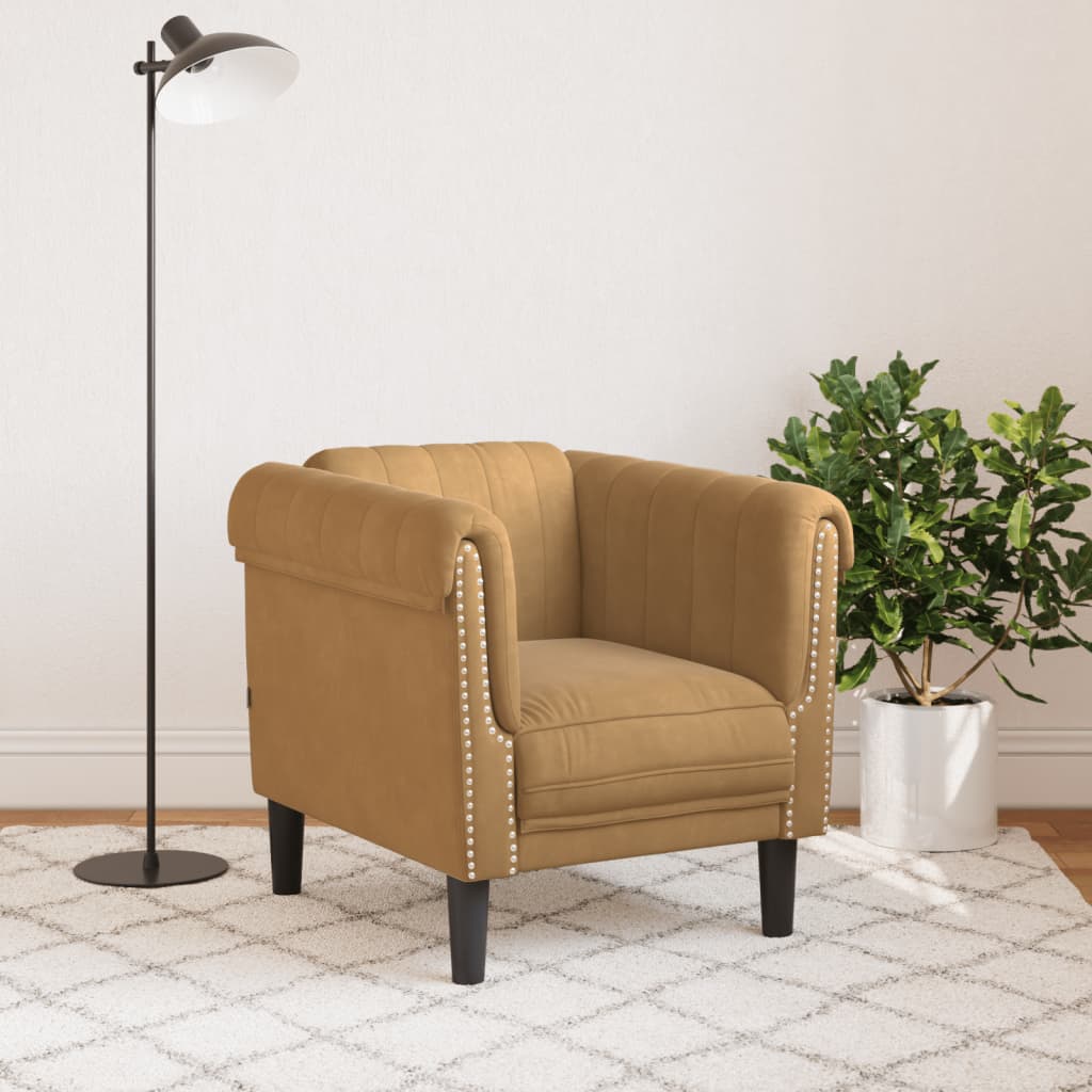 vidaXL Sofa Chair Brown Faux Suede Leather