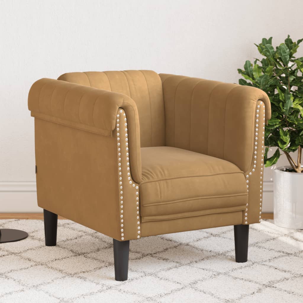 vidaXL Sofa Chair Brown Faux Suede Leather