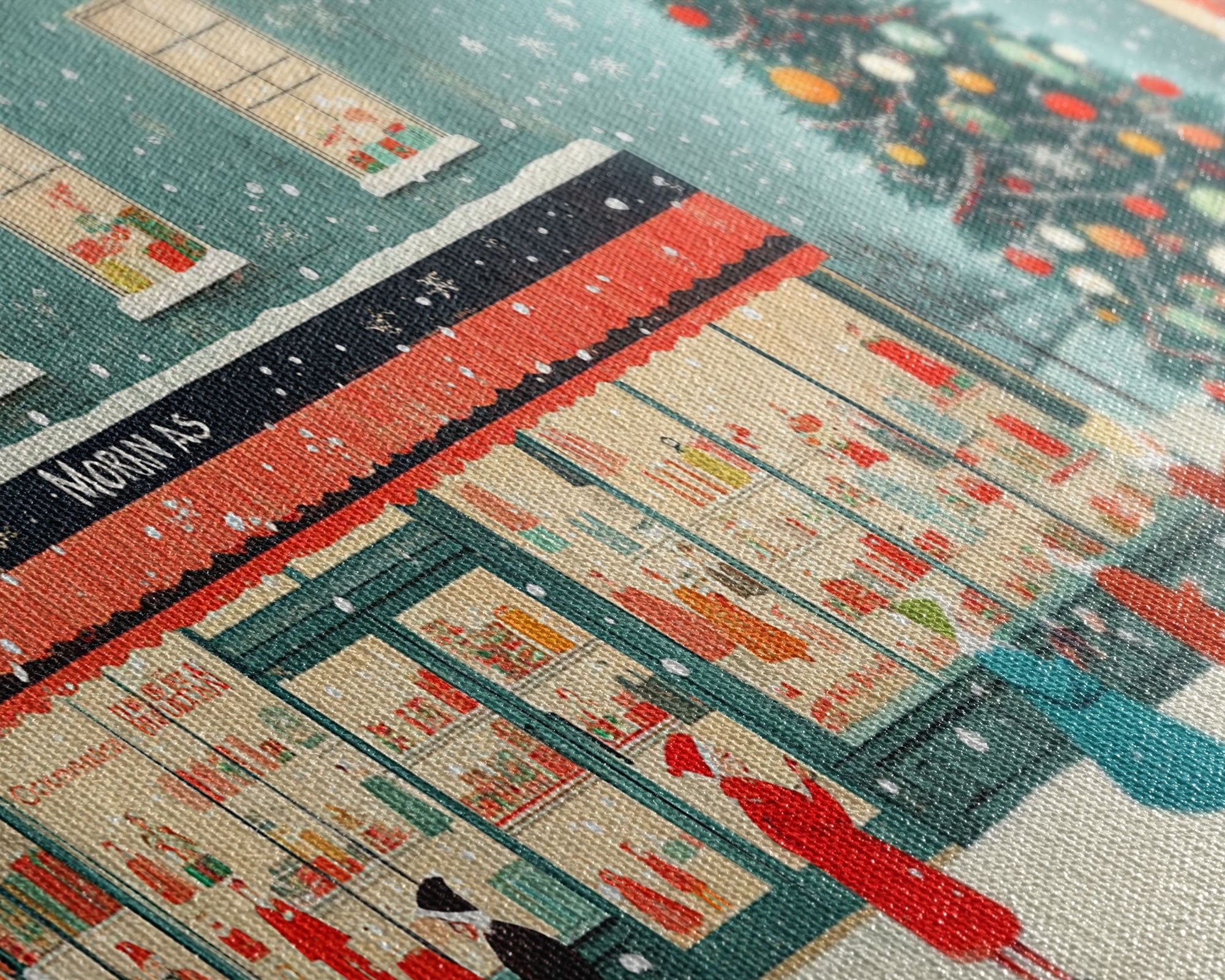 Mid Century Modern Christmas Framed Canvas Print, Retro Holiday Home Decor Christmas Decor, Best Gift Christmas Art, Holiday Wall Art