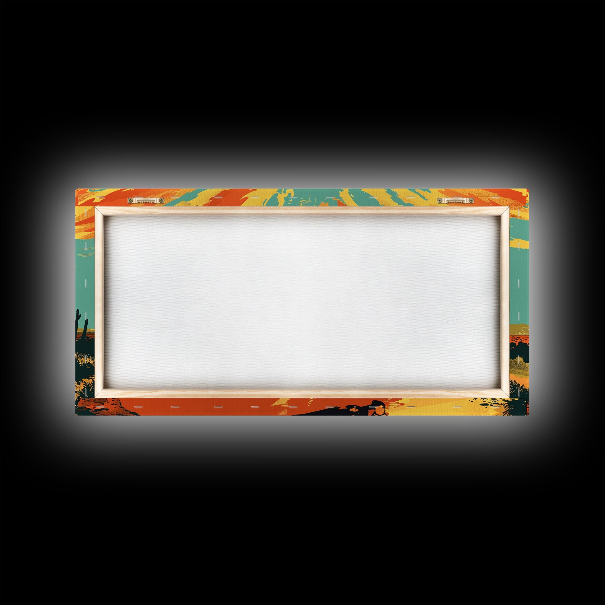 Lone Cowboy with Cactus in Desert, Perfect Living Room Art, Framed Canvas Print, Rustic Home Decoration, Boho Wall Art