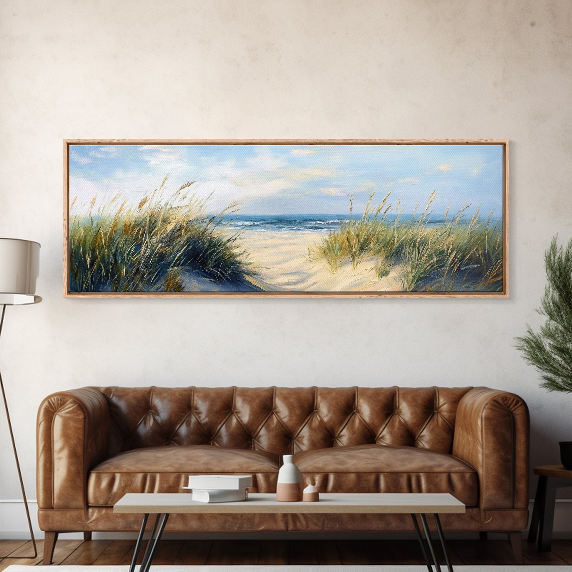 Beach Dunes, Coastal Landscape, Ocean Shore Painting, Beach Art, Home Decor, Bedroom Wall Art, Canvas Print, Framed Canvas Print