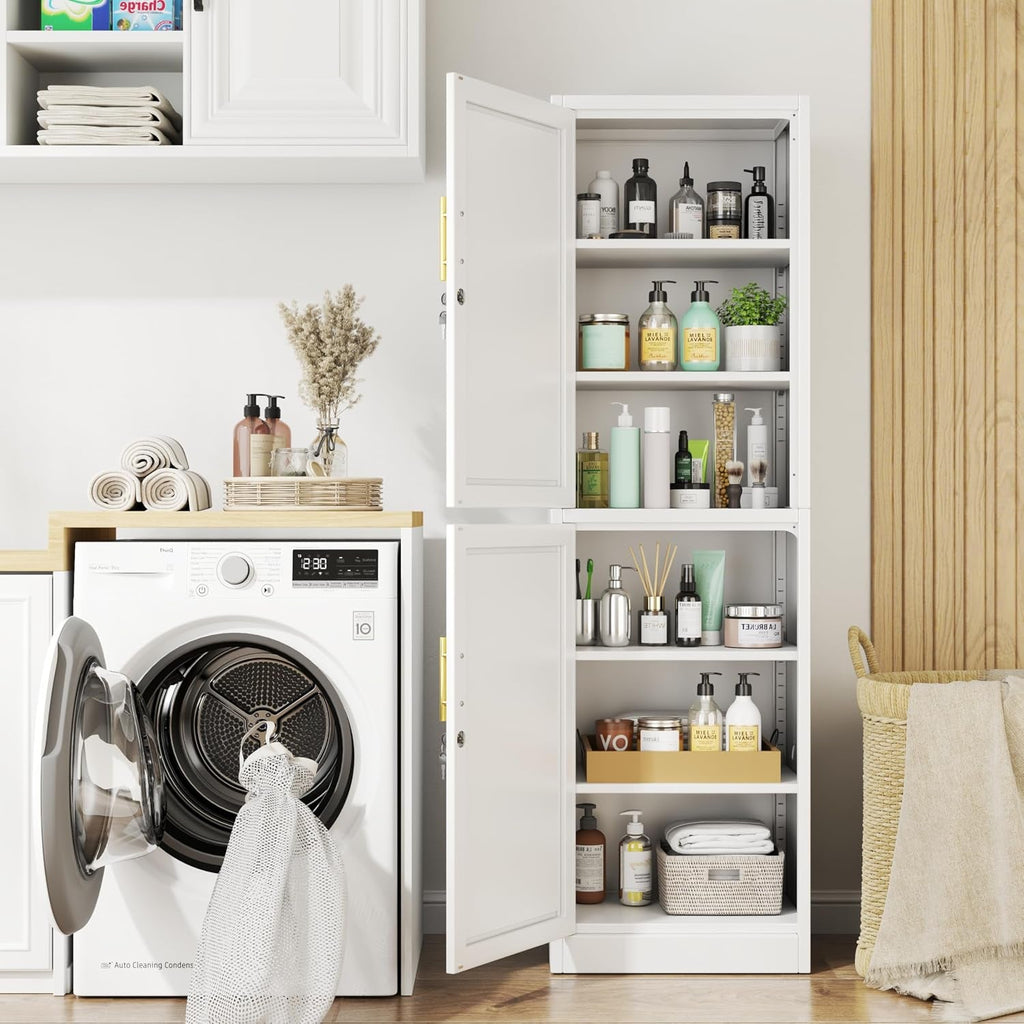 Tall White Metal Pantry Cabinet Sixty seven inch Locking