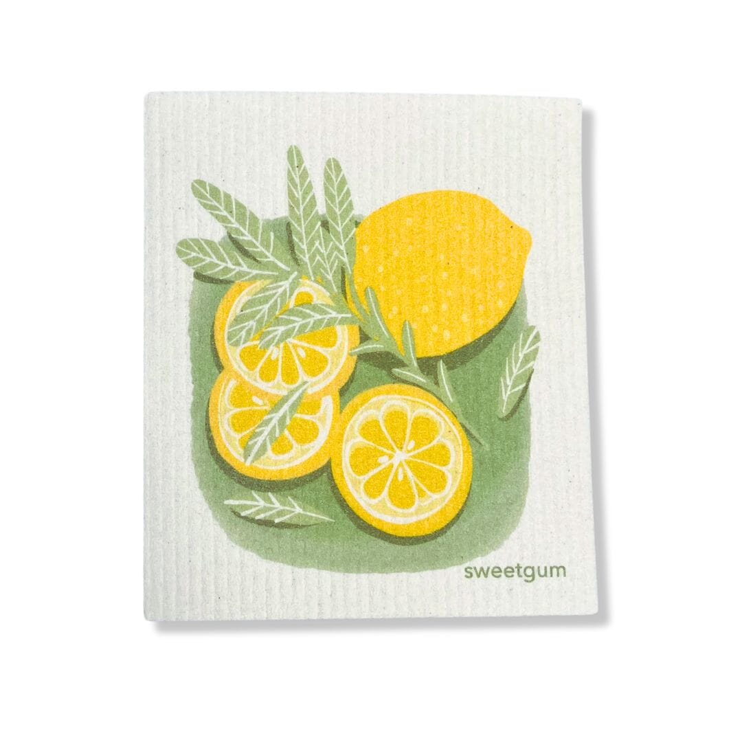 Lemons & Sage Swedish Dishcloth | Yellow & Green | Sweetgum Home