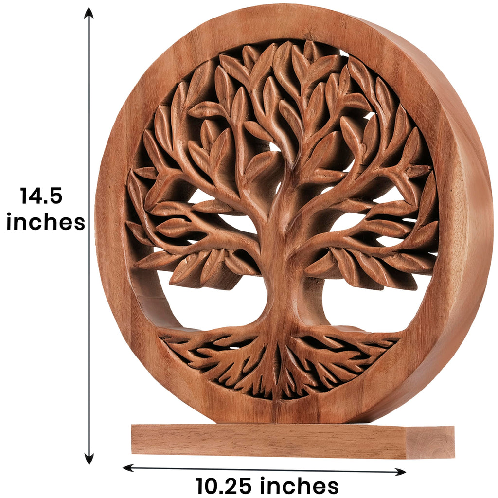 Sacred Roots – Hand-Carved Tree of Life Wooden Sculpture, Artistic Home Décor