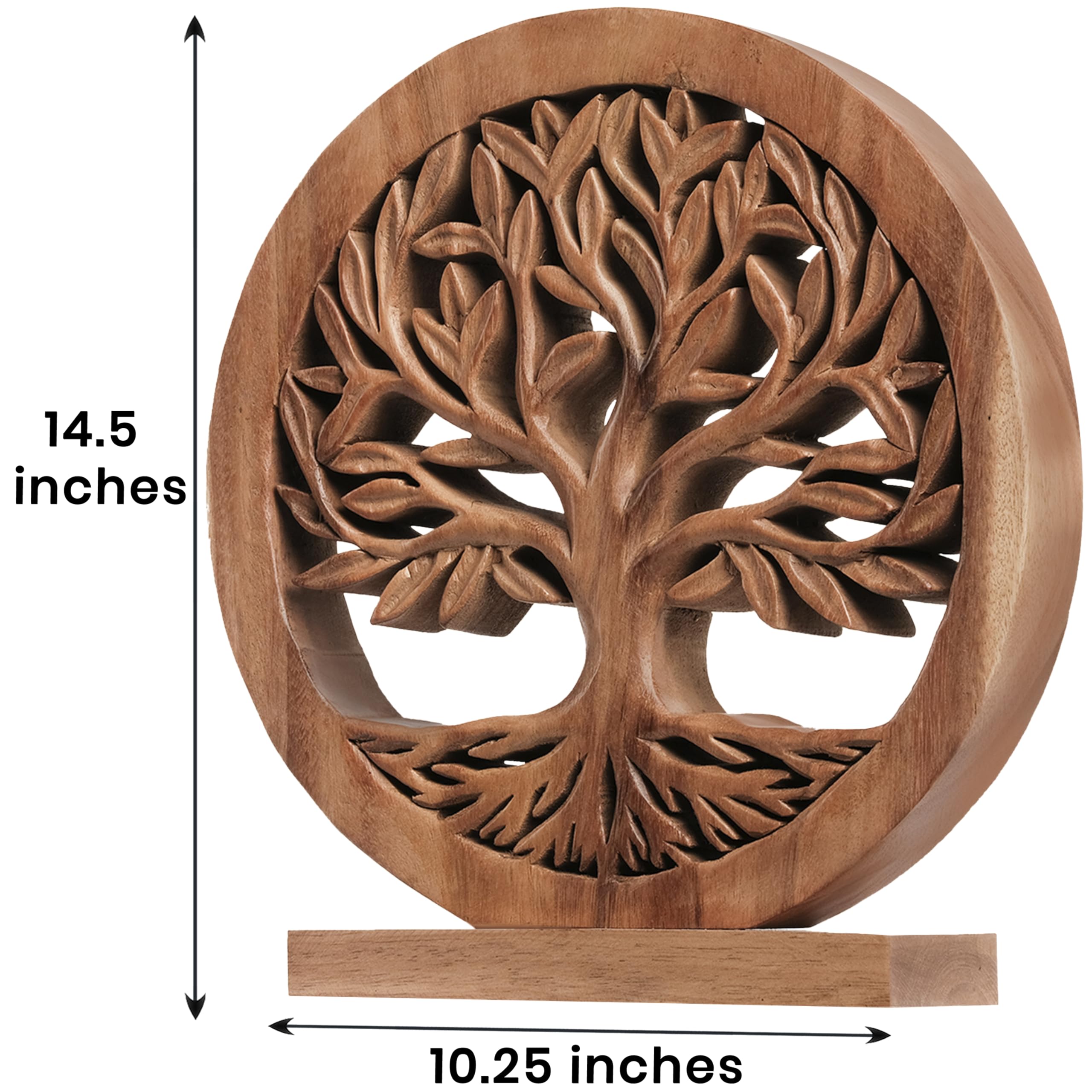 Sacred Roots – Hand-Carved Tree of Life Wooden Sculpture, Artistic Home Décor